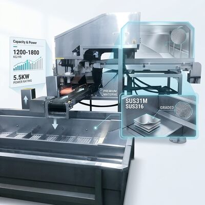좋은 가격 식품 등급 새우 머리 분리 기계 SUS304 2500-3000KG 5.5KW 440V 식품 가공 공장용 온라인