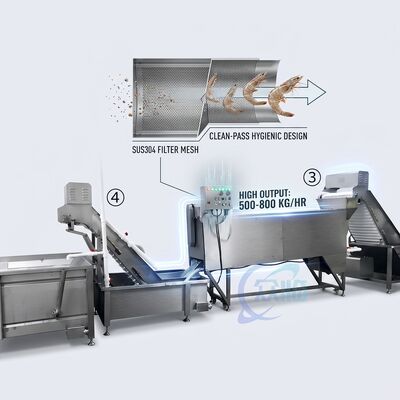 좋은 가격 노동력 절감 새우 머리 절단기 316L 스테인리스 스틸 1200-1800KG 11.7KW 50Hz 온라인