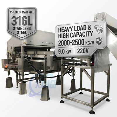 좋은 가격 상업용 새우 머리 제거기 SUS304 800-1000KG 11.7KW 380V 해산물 공장용 온라인